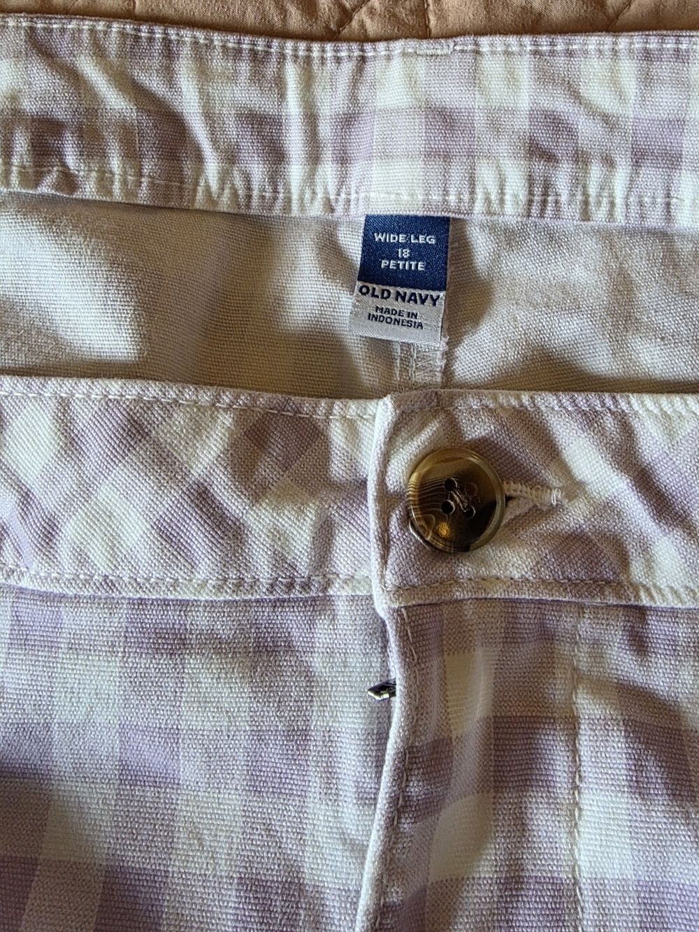 Old Navy Wide Leg Petite Pants - Lavender Gingham